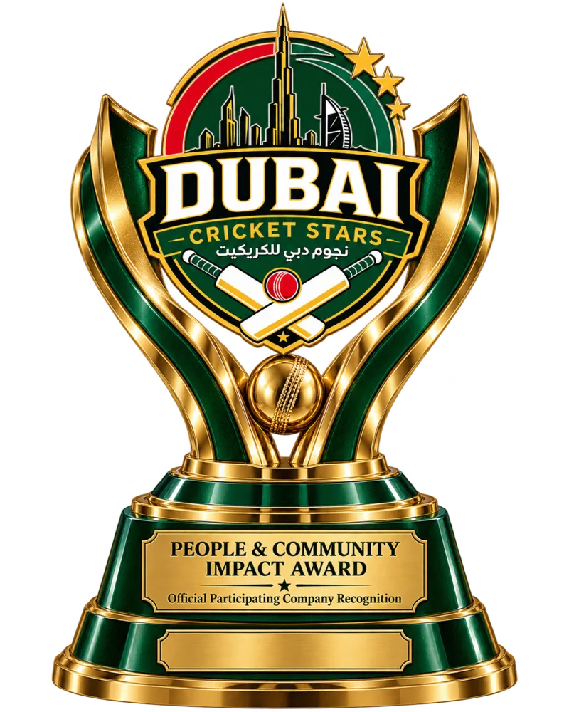 Dubai Cricket Stars People and Community Impact Award trophy